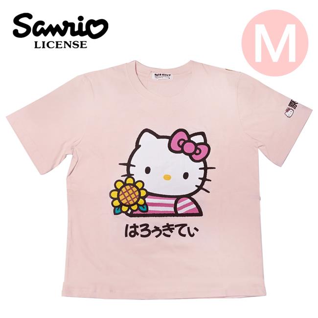 凱蒂貓 原宿T恤 印花T恤 短袖上衣 圓領T恤 短袖 T恤 男女適穿 Hello Kitty 三麗鷗 - 粉色款_M號