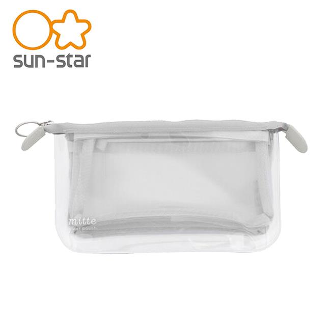 MITTE 透明分隔 扁平 收納袋 透明筆袋 收納包 筆袋 萬用收納袋 sun－star - 灰色款