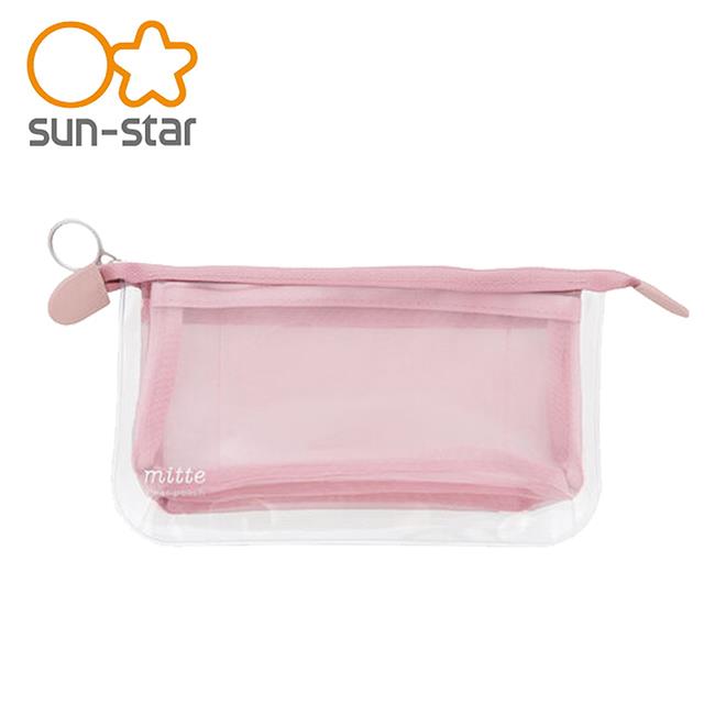 MITTE 透明分隔 扁平 收納袋 透明筆袋 收納包 筆袋 萬用收納袋 sun－star - 粉色款