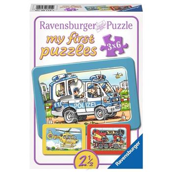 【德國Ravensburger拼圖】【我的第一幅拼圖】消防車、警車、救護車－3x6片My first Puzzle － Fire Department， Police， Ambulance