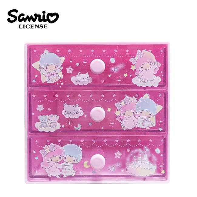 三麗鷗 三抽 收納盒 抽屜盒 置物盒 塑膠收納盒 桌面收納 凱蒂貓 美樂蒂 Sanrio - 粉色款