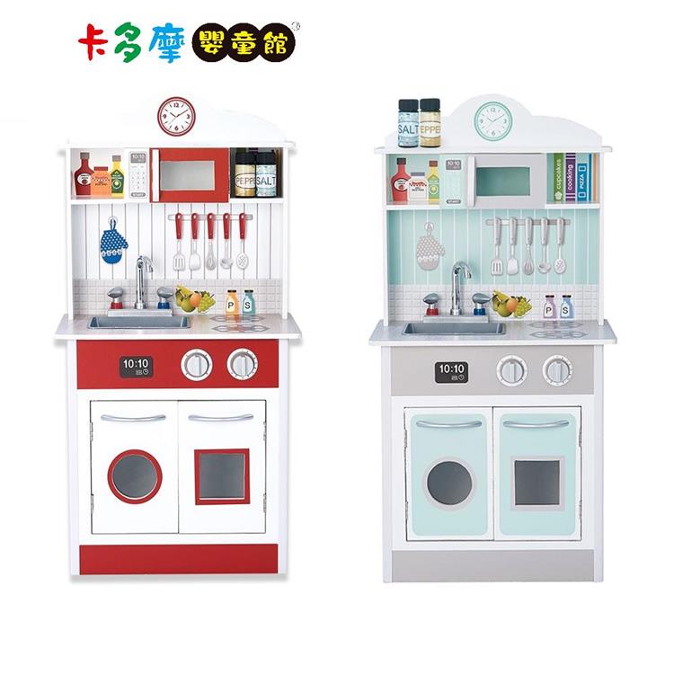【TEAMSON KIDS】 馬德里木製廚房家家酒玩具 － 紅色 / 綠色｜卡多摩 - 紅色