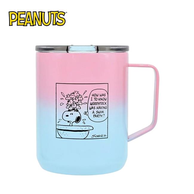 史努比 不鏽鋼 馬克杯 L號 450ml 保冷杯 保溫杯 不鏽鋼杯 咖啡杯 Snoopy - 粉藍款