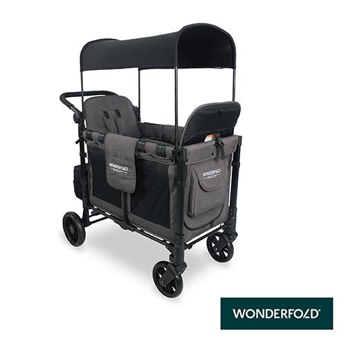 【WonderFold】W2 Elite 菁英多功能雙人座嬰兒推車（木炭灰） 嬰兒車 寵物推車 遊戲床 露營車 - 木炭灰