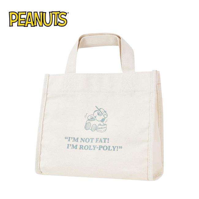 史努比 帆布手提袋 便當袋 午餐袋 Snoopy PEANUTS - 灰綠色款