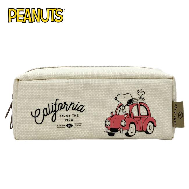 史努比 三層 可展開式 筆袋 鉛筆盒 托盤式筆袋 帆布筆袋 大容量筆袋 Snoopy PEANUTS - 白色款