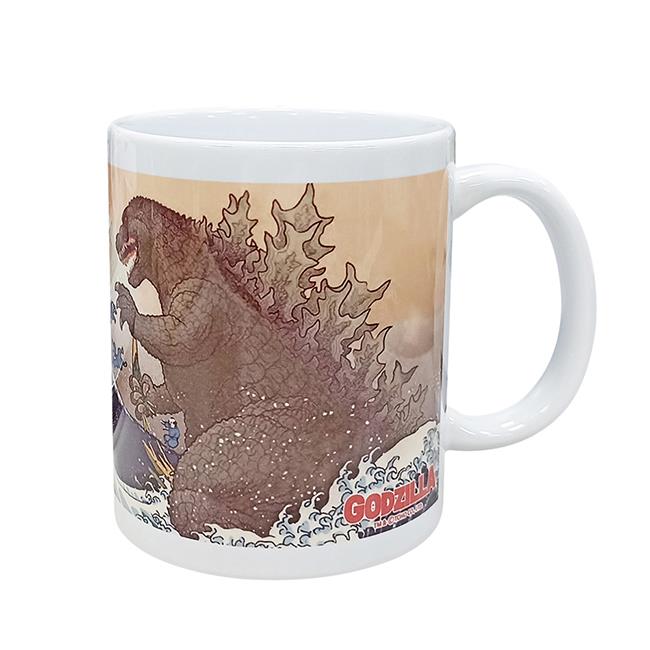 哥吉拉 陶瓷 馬克杯 320ml 咖啡杯 富嶽三十六景大怪獸之圖 大怪獸海洋出現 GODZILLA - A款