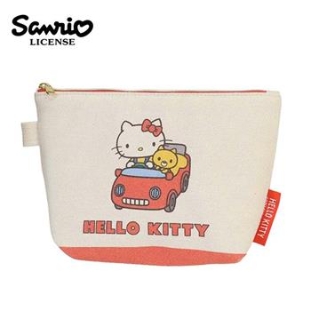 凱蒂貓 50周年 帆布 船型 化妝包 收納包 鉛筆盒 筆袋 Hello Kitty 三麗鷗