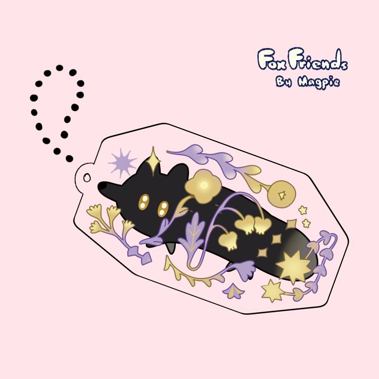 狐狐好朋友「黑狐與紫花」景深吊飾