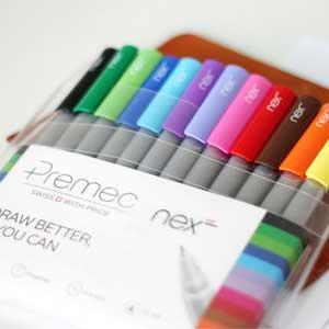 PREMEC NEX LINE 0.4mm 12種鮮明繽紛的歐洲色彩 水性細字筆