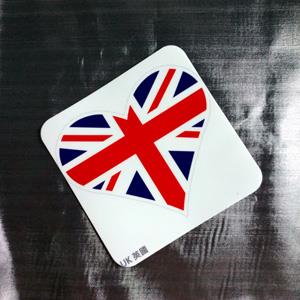 【國旗商品創意館】英國旗抗ＵＶ、防水尖角心形登機箱貼紙／UK