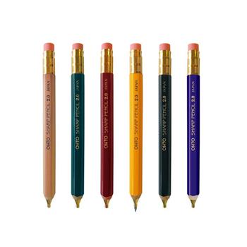 【OHTO】日本2mm復古木製粗型自動鉛筆(藍/黃/紅/黑/綠/木頭色6色可選) 附筆頭橡皮擦