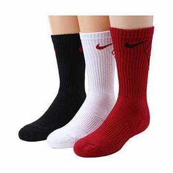 Nike 學生運動款黑白紅色中統混搭襪子3入組