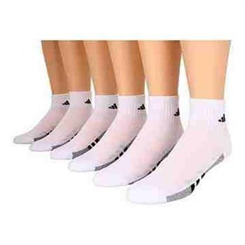 【Adidas】男女學童白色運動短襪6入組