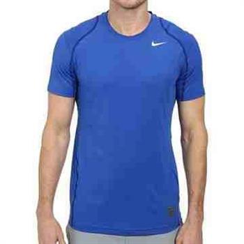 Nike 男時尚Pro Cool皇家藍色合身圓短袖ㄒ恤