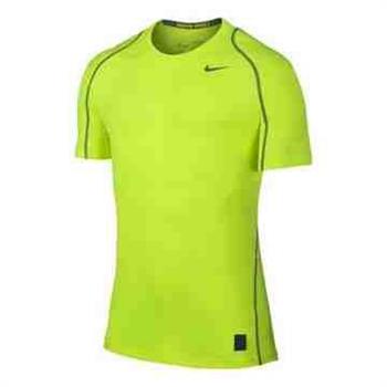 Nike 男時尚Pro Cool伏綠色合身圓短袖ㄒ恤