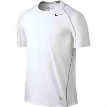 Nike 男時尚Pro Cool白色合身圓短袖ㄒ恤