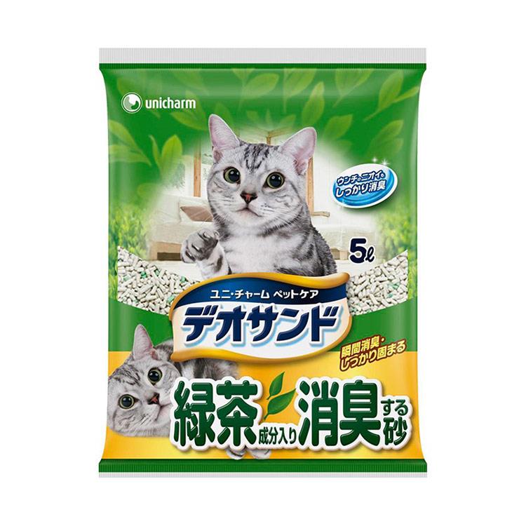 日本Unicharm消臭大師尿尿後消臭貓砂－綠茶香（5L x 4包/箱）