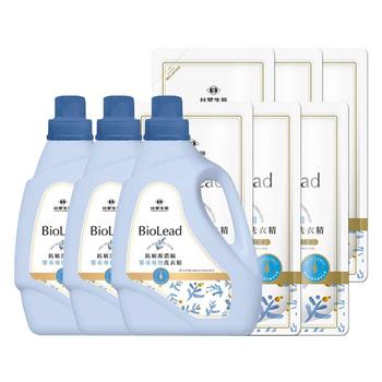 《台塑生醫》BioLead抗敏原濃縮洗衣精 嬰幼兒衣物專用（3瓶＋6包）
