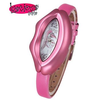 Luscious Girls浪漫少女 性感紅唇時尚造型女錶（LG015C蜜脣粉）