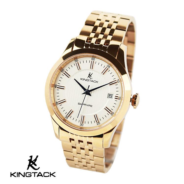 【KINGTAGK】典雅品味時尚簡約機械腕錶－白金