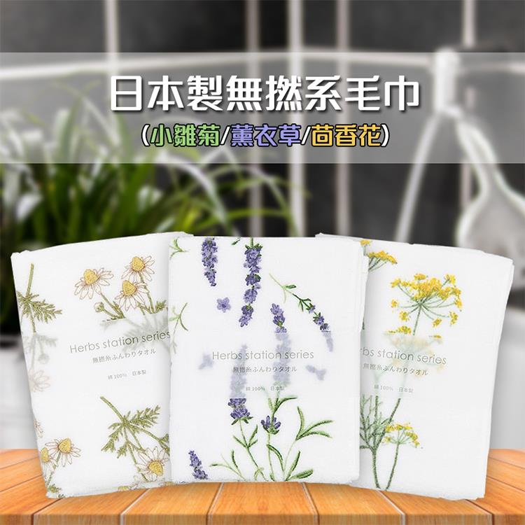 【日本無撚糸毛巾】花梗枝無撚糸毛巾（小雛菊/薰衣草/茴香花 3款可選）