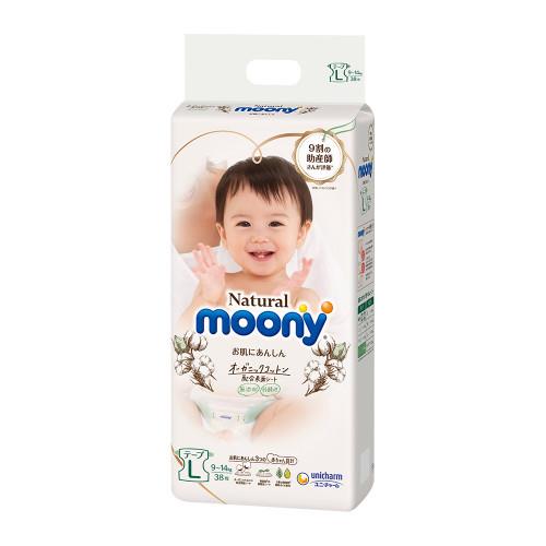 【箱購】moonyNatural moony紙尿褲 （L）38片x 4包
