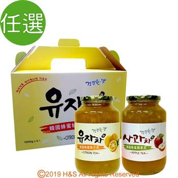 《柚和美》韓國蜂蜜茶任選禮盒(1kg/2入)