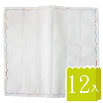 日式8層繡花木質纖維抹布－30×35cm－12條入
