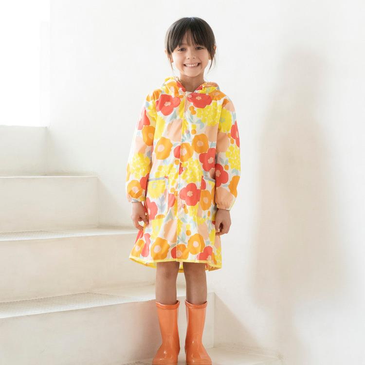 日本Wpc. 克拉拉花朵M 空氣感兒童雨衣/防水外套 附收納袋（95－120cm）
