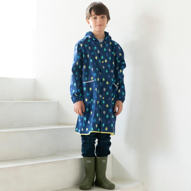 日本Wpc. 藍雨滴M 空氣感兒童雨衣/防水外套 附收納袋（95－120cm）
