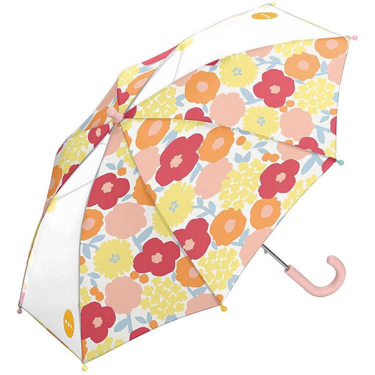 日本 Wpc. W054克拉拉花朵 兒童雨傘 透明視窗 安全開關傘