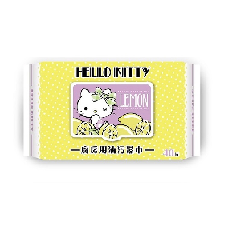 Hello Kitty  廚房去油汙柔濕巾40抽 加蓋《日藥本舖》