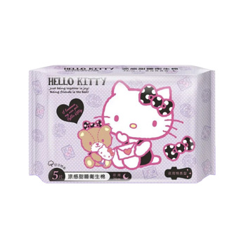 Hello Kitty 涼感甜睡衛生棉夜用特長34cm5片《日藥本舖》