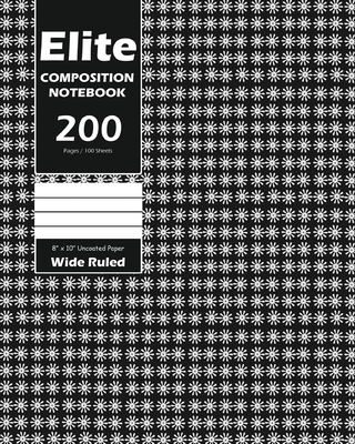 Elite Composition Notebook, Wide Ruled 8 x 10 Inch, Large 100 Sheet, BLack Cover