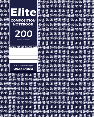 Elite Composition Notebook, Wide Ruled 8 x 10 Inch, Large 100 Sheet, Blue Cover