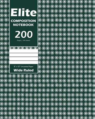 Elite Composition Notebook, Wide Ruled 8 x 10 Inch, Large 100 Sheet, Olive Cover