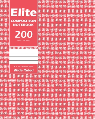 Elite Composition Notebook, Wide Ruled 8 x 10 Inch, Large 100 Sheet, Pink Cover