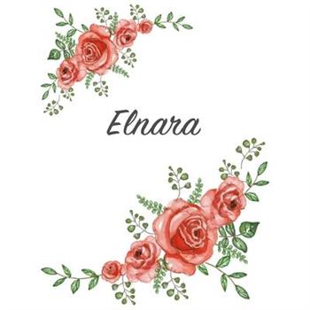 ElnaraPersonalized Notebook with Flowers and First Name - Floral Cover (Red Rose Blooms).