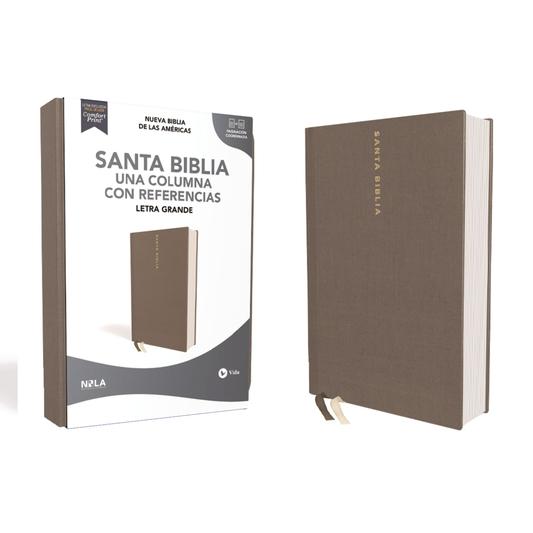 Nbla Santa Biblia, Una Columna Con Referencias, Letra Grande, Tapa Dura/Tela, Gris, Edici籀n Letra Roja