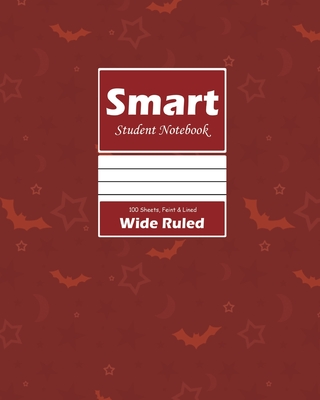 Smart Student Notebook, Wide Ruled 8 x 10 Inch, Grade School, Large 100 Sheet, Red Cover