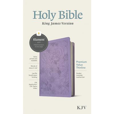 KJV Premium Value Thinline Bible, Filament Enabled Edition (Red Letter, Leatherlike, Garden Lavender)
