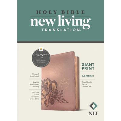 NLT Compact Giant Print Bible, Filament Enabled Edition (Red Letter, Leatherlike, Rose Metallic Peony)
