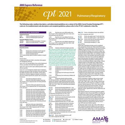 CPT 2021 Express Reference Coding Card: Pulmonary/Respiratory