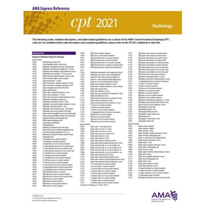 CPT 2021 Express Reference Coding Card: Radiology