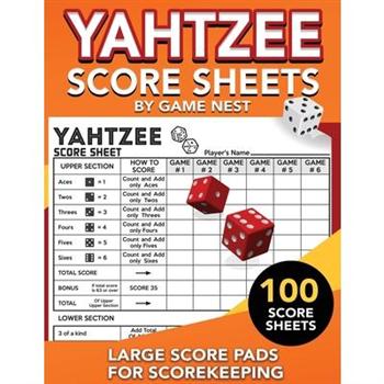 Yahtzee Score Sheets100 Large Score Pads for Scorekeeping 8.5 x 11 Yahtzee Score Cards