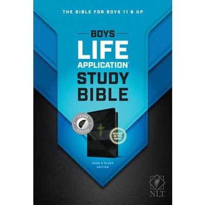 NLT Boys Life Application Study Bible, Tutone (Leatherlike, Neon/Black, Indexed)