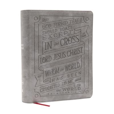 Nkjv, Journal Reference Edition Bible, Verse Art Cover Collection, Leathersoft, Gray, Red Letter, Comfort Print