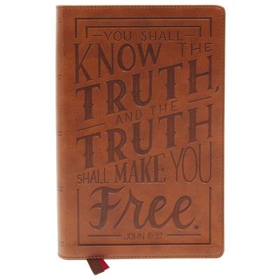 Nkjv, Personal Size Large Print End-Of-Verse Reference Bible, Verse Art Cover Collection, Leathersoft, Brown, Red Letter, Thumb Indexed, Comfort Print