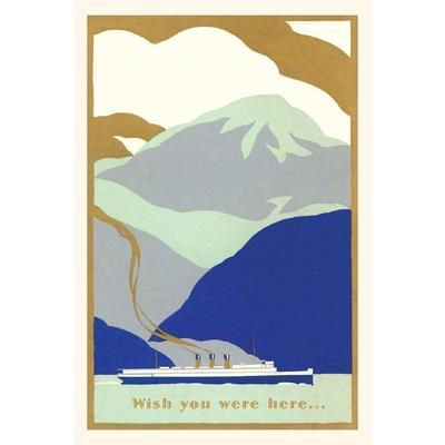 Vintage Journal Blue Art Deco Ocean Liner Travel Poster